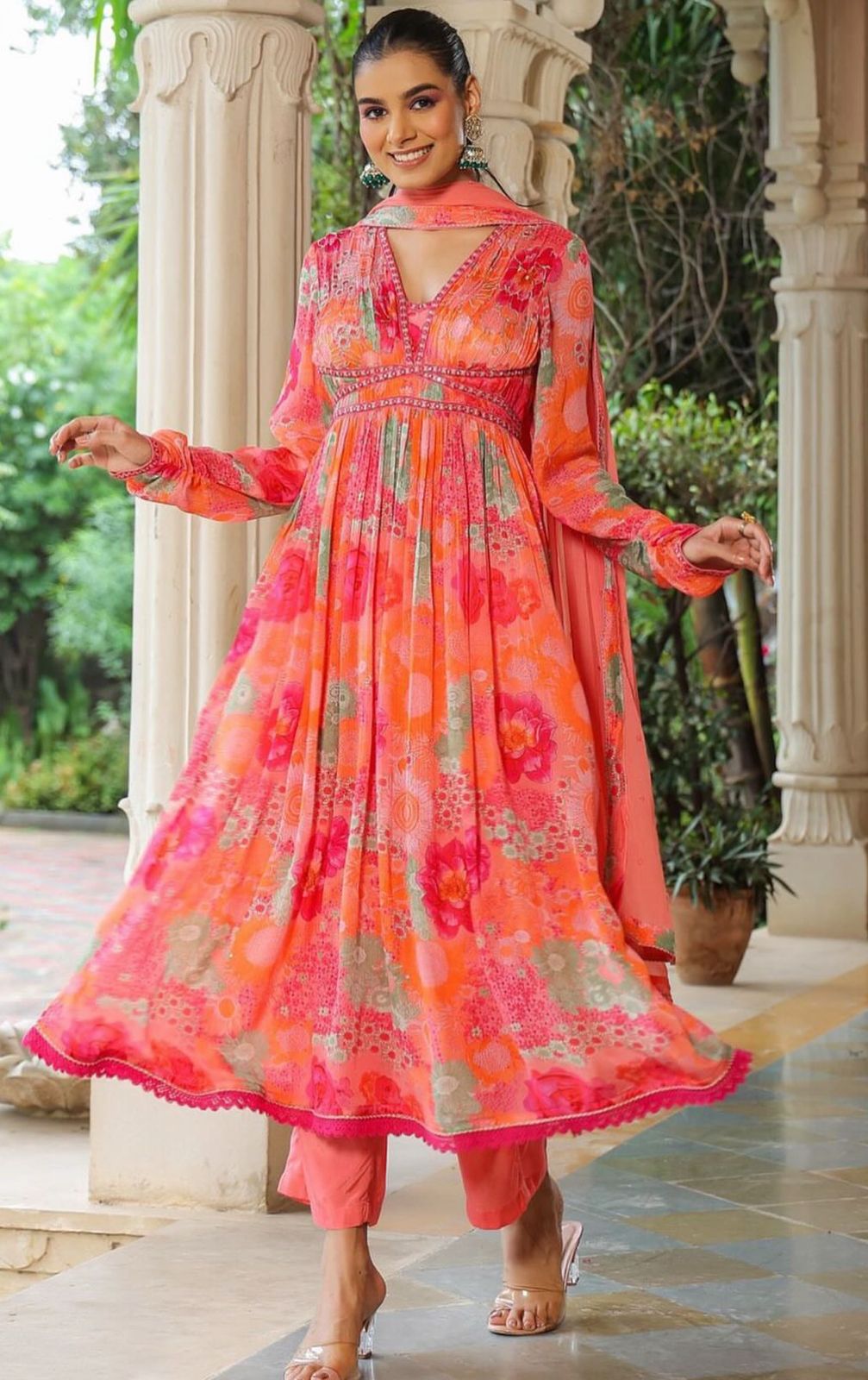 ANARKALI KURTA PANT & DUPPATA SET WITH INTRICATE EMBROIDERY HIGHLIGHTS