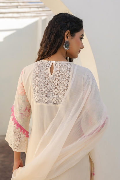 cotton net karachi style kurta pant duppata set