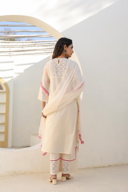 cotton net karachi style kurta pant duppata set